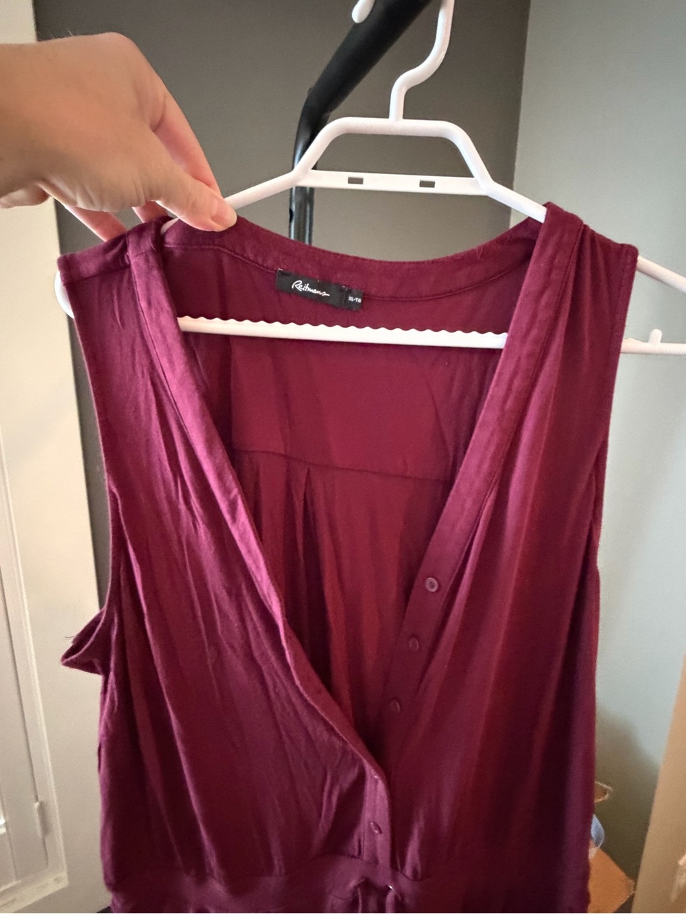 Rails Sleeveless V-Neck Midi Dress in Burgundy
